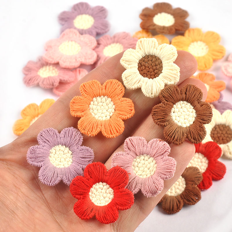 20 piezas 31mm clásico colorido bordado flor parches ropa horquilla apliques accesorios de costura DIY artesanías de álbum de recortes