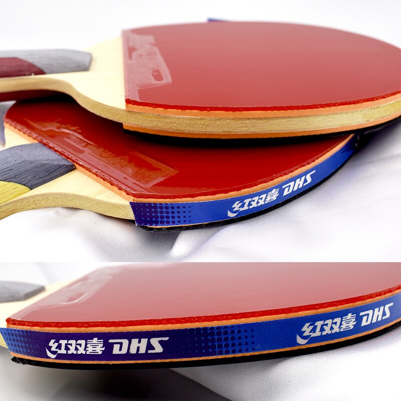 Conjunto de raqueta de tenis de mesa DHS 5 estrellas juego Ping Pong mango largo mango corto con funda + 2 bolas