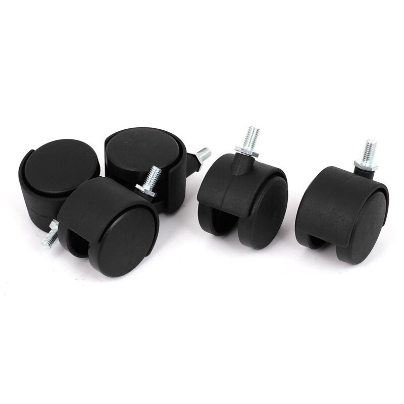 10mm Threaded Stem 2 Inch Dia Wheel Chair Swivel Caster 5 Pcs Black: Default Title