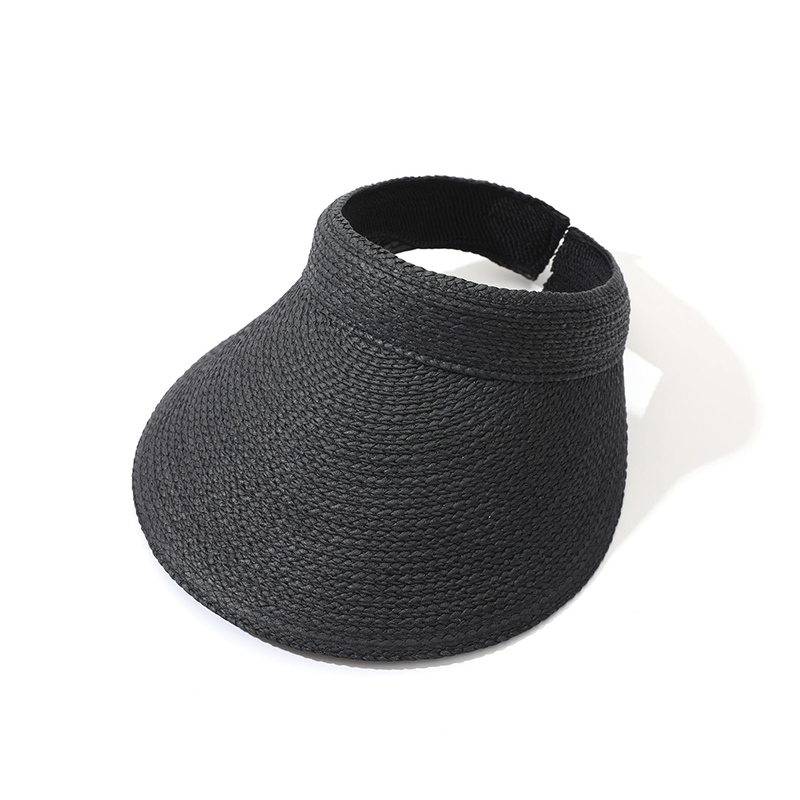 2022 New Sun hat Wide Brim Solid Color Women Empty Top Hat Spring Summer Outdoor Headband Straw Hat Beach Cap Anti-UV