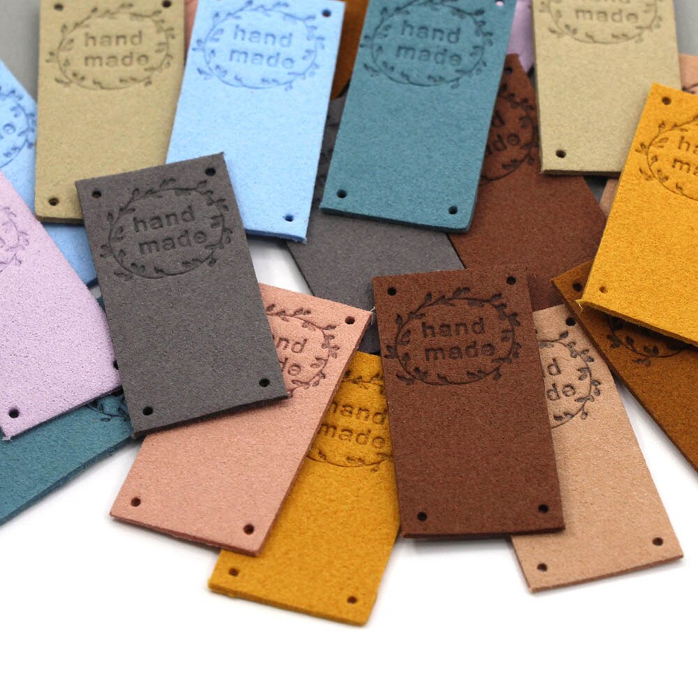 Ręcznie wykonane metka ze skóry wieniec metki dla odzież szyta ręcznie etykiety DIY czapki szalik kosz dodatki robić odzieży 20 sztuk 2.5x5CM