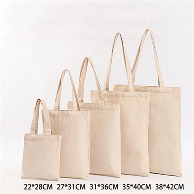 5 Sizes Pure Color Shopping Bag Women Linen Storage Handbag Simple Portable Lady Girls Hand Tote Large Capacity Reusable