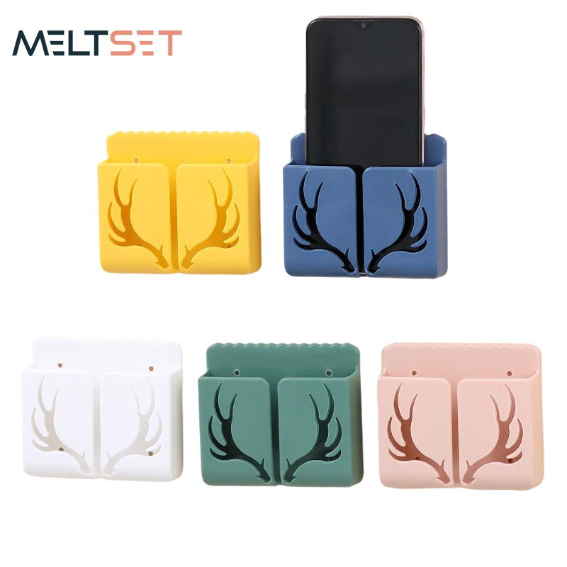 Wandmontage Opbergdoos Afstandsbediening Organizer Mobiele Telefoon Opladen Stand Zelf Kleverige Muur Plank Telefoon Plug Houder