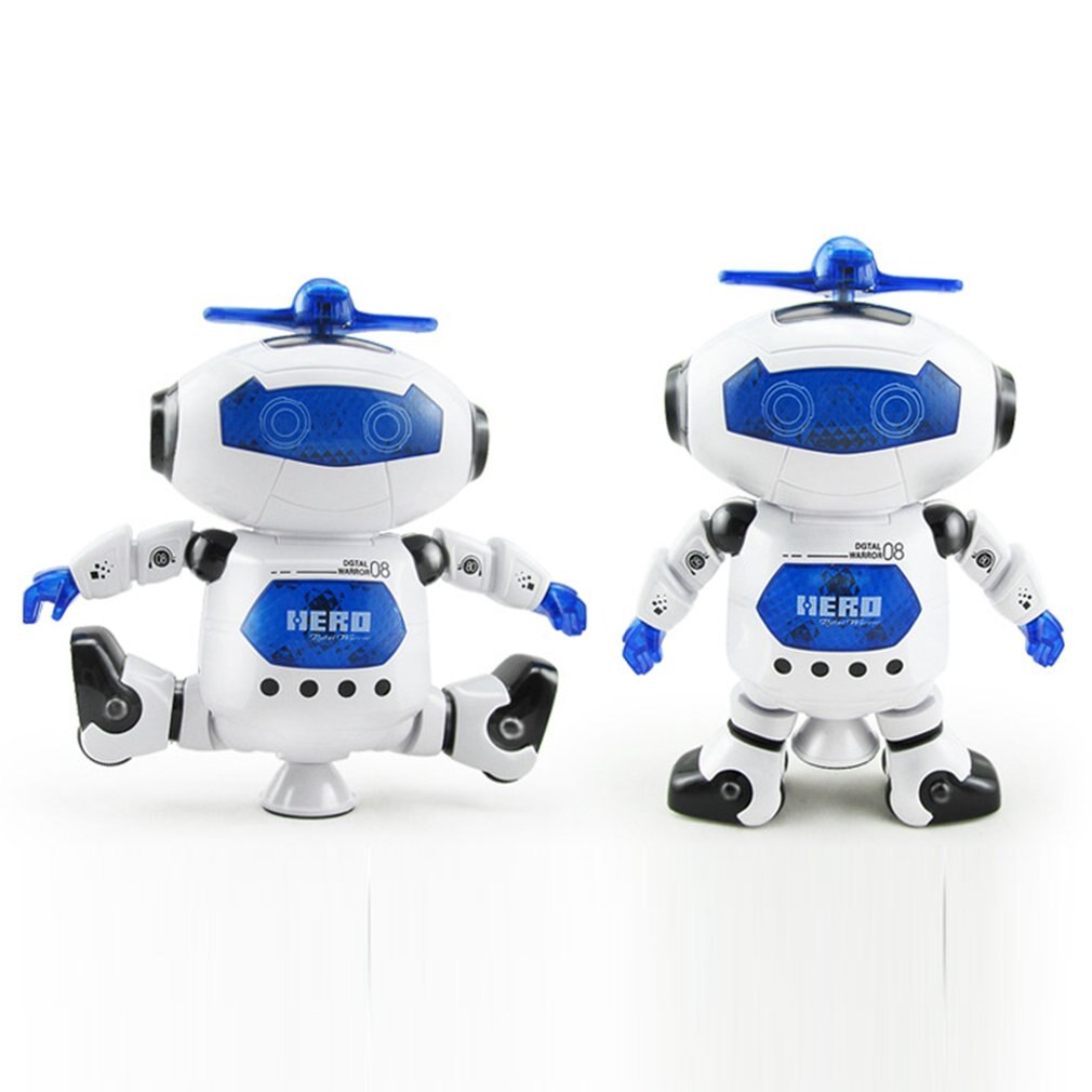 Children's space dancing electric robot 360 degree rotating light music infrared game toy for baby brinquedos