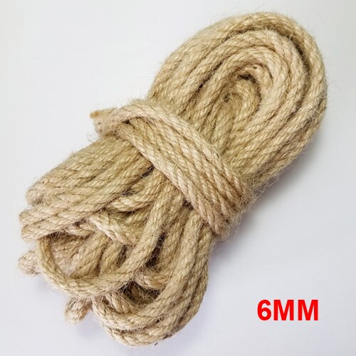 100%  naturligt jute reb 1mm-10mm garn macrame snore til dekoration håndlavet gør-det-selv: 6mm