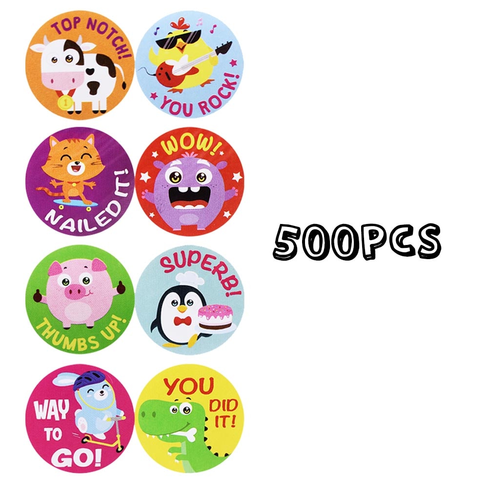 500pcs/roll cute animals Reward Stickers for Teachers students for Kids in 8 Designs Training Stickers Motivational Stickers