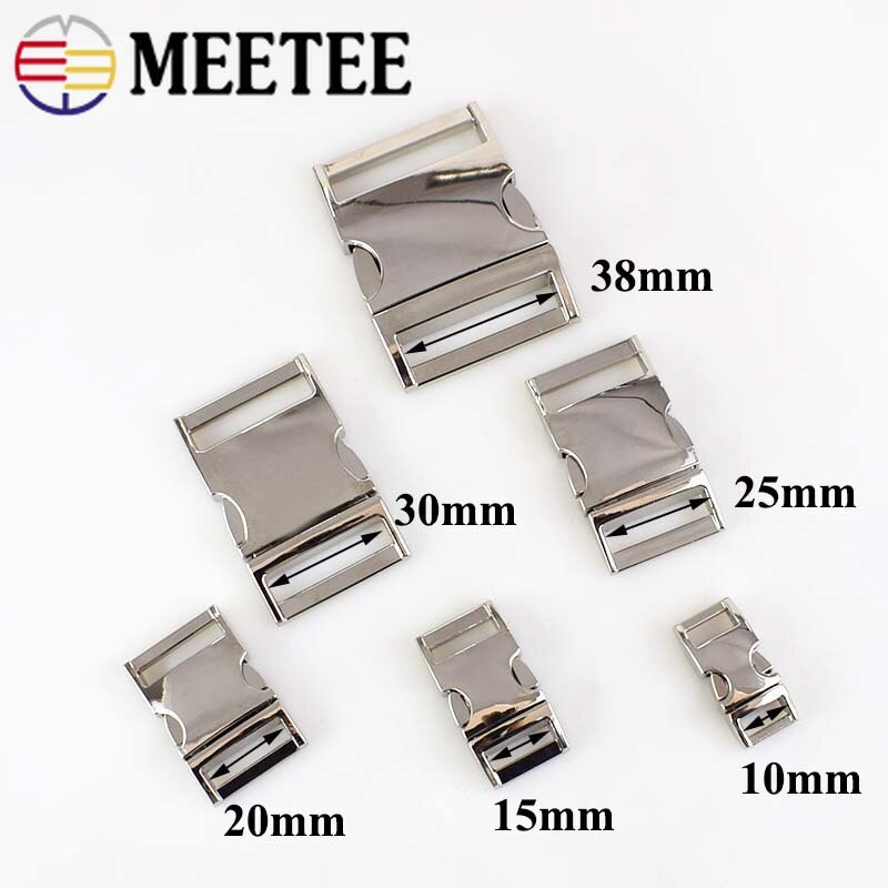 Meetee 2/4pcs 10-38mm Metal Side Release Curved Buckles for Paracord Bracelet Dog Collar Bags Belt Webbing Buckle Accessories