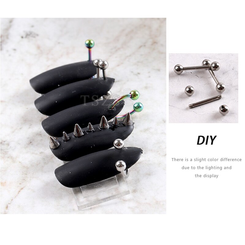 nagelpiercing 10 Stks/partij Punk Stijl Nail Onderdelen Piercing Legering Studs Metalen Curve Pijl Klinknagel Decoratie Nagels Kunst Accessoires Nail Charms