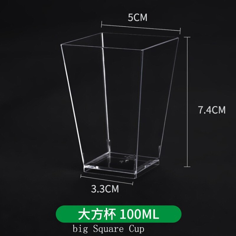 manufacturers Small capacity PS plastic Pudding Mousse Cup Wood Bran Dessert Cup Jelly Cup TIRAMISU INJECTION Cup water bottle: 100pcs square