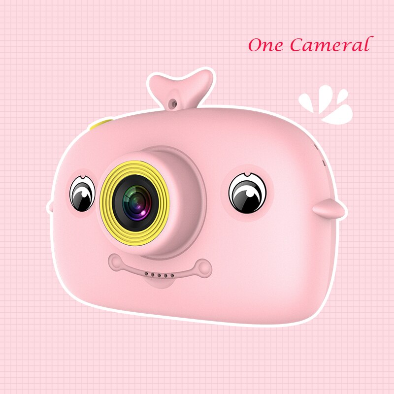 Cute Digital Camera Portable Children Camera 2000W HD Cartoon Dolphin 2 Inches IPS Screen Mini Camera Toy For Kids: Pink no Camera
