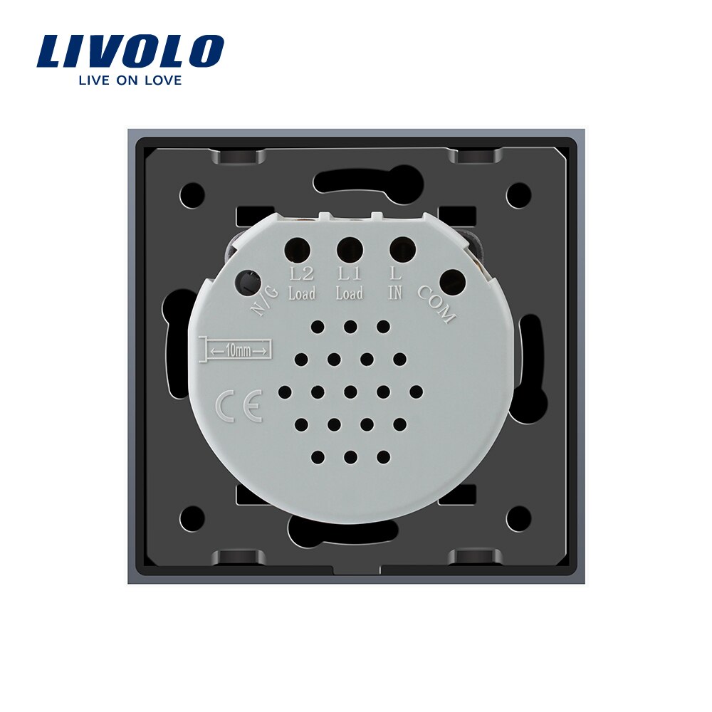 Livolo EU standard Remote Switch, VL-C702SR-12,2 Gang 2 Way Wireless Remote Wall Light Remote Switch, Black Crystal Glass Panel