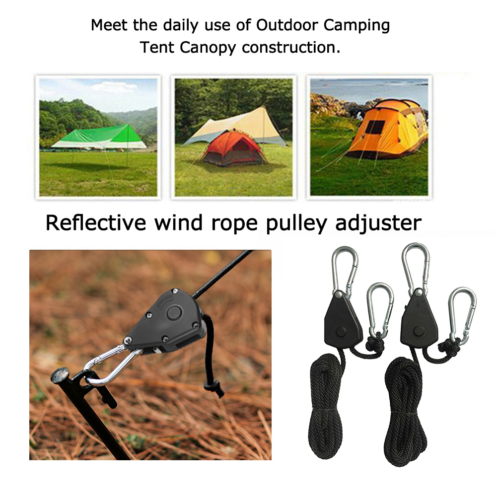 20-2PCS Hanger Pulley Ratchets Kayak Rope Rope Pulley 1/8 Lift Pulley Lock Tie Down Strap 1.6M Sky Curtain Tent for Camping