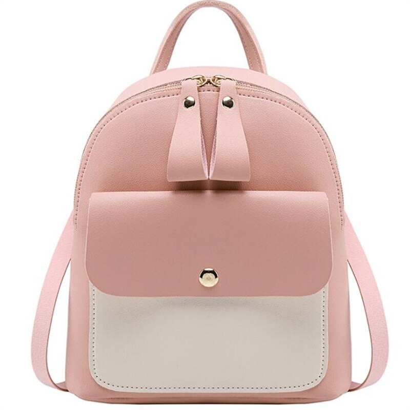 Mini mochila para mujeres, bandolera de cuero PU para chicas adolescentes, nueva mochila pequeña a la , mochila escolar para mujeres: pink 2