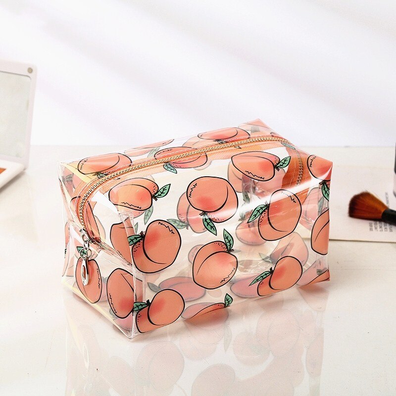 Purdored 1 pc kirkasta hedelmää kosmetiikkapussi vedenpitävä pvc matka naisten meikkipussi meikki järjestäjä hygieniatuotepussi trousse de toilette
