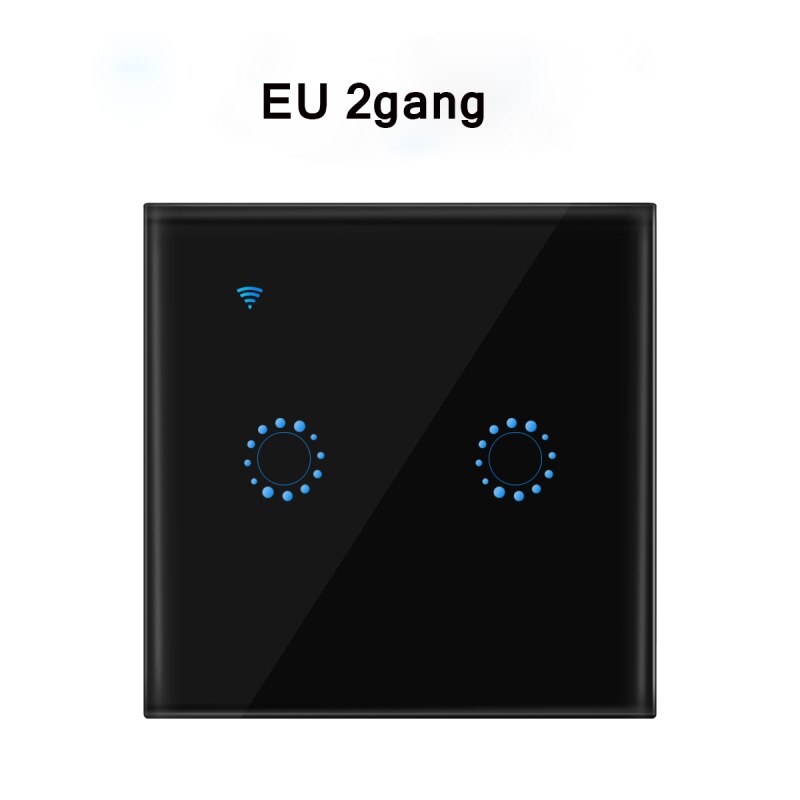 Touch Switch Smart Switch Panel Wall switch 1/2/3 Gang Wifi Light Switch US / EU Standard Work with Alexa Google Home: Black 2 Gang