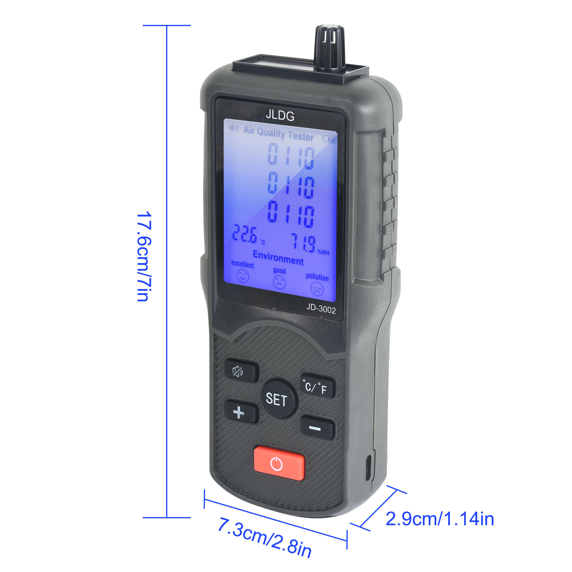 JD-3002 Carbon Dioxide Detector CO2 Comprehensive Air Detector Temperature and Humidity Detection