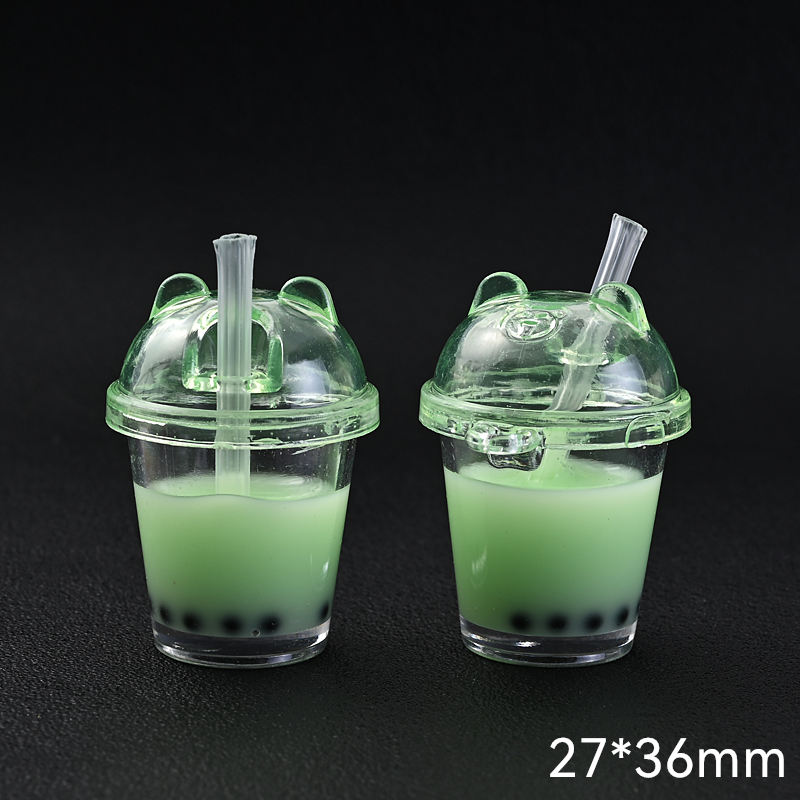 10Pcs Cute Colorful Milk Tea Milkshake Bottle Straw Acrylic Charms Drinks Beverage Pendant for Jewelry Making Necklace: Orange