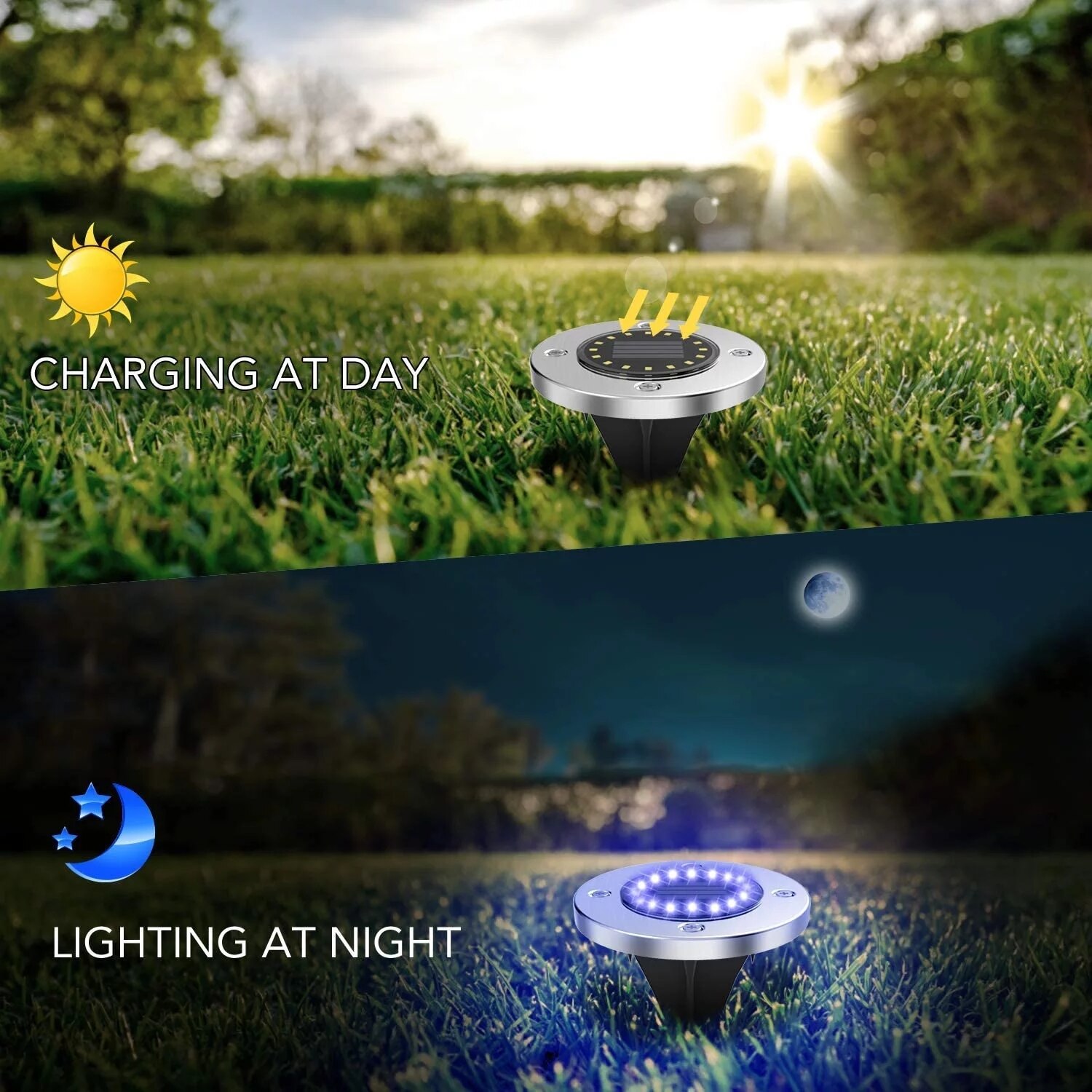 4Pack Solar Tuinverlichting 12/16/20LED Solar Grond Lichten Waterdichte Licht Ondergrondse Sensing Landschap Verlichting Voor gazon Pathway