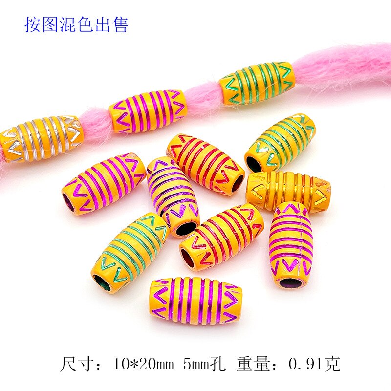 20 Stks/zak 14 Stijl Kleurrijke Big Hole Vintage Geschilderd Plastic Kralen Afrikaanse Haar Ringen Reggae Gevlochten Dreadlock Accessoires: L550-7