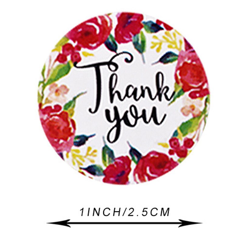 500 stuks/rol bloemen bedankstickers voor zegellabels, briefpapierstickers, plakboeken, kerststickers, decoratie