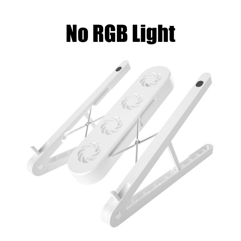 Foldable Laptop tablet Stand With Cooling Fan Heat Dissipation For Desktop MacBook Air Pro Stand Notebook Holder Cooler: No RGB Light White