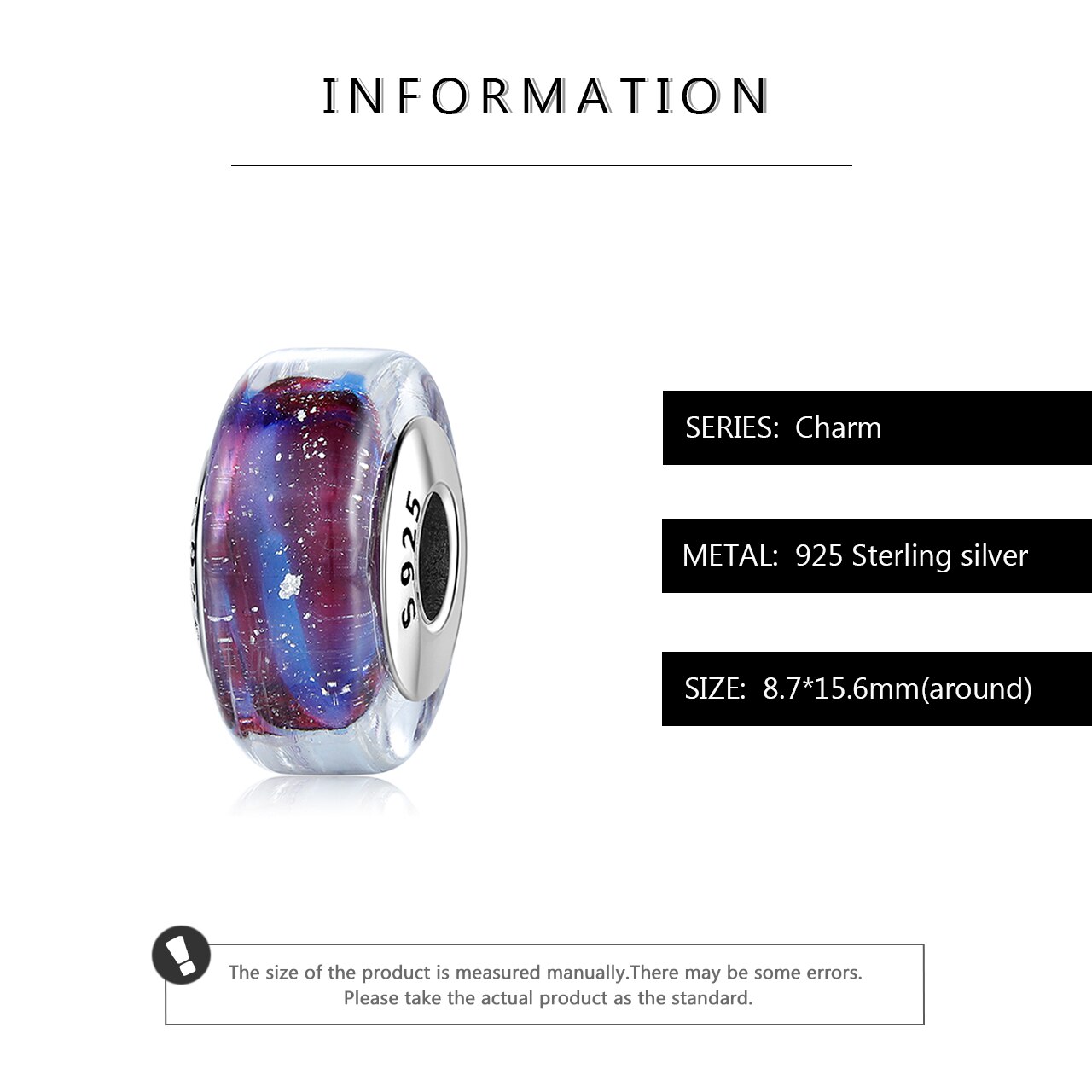 925 prata esterlina diy moda roxo e azul contas de vidro caber original europeu charme pulseira jóias fazendo