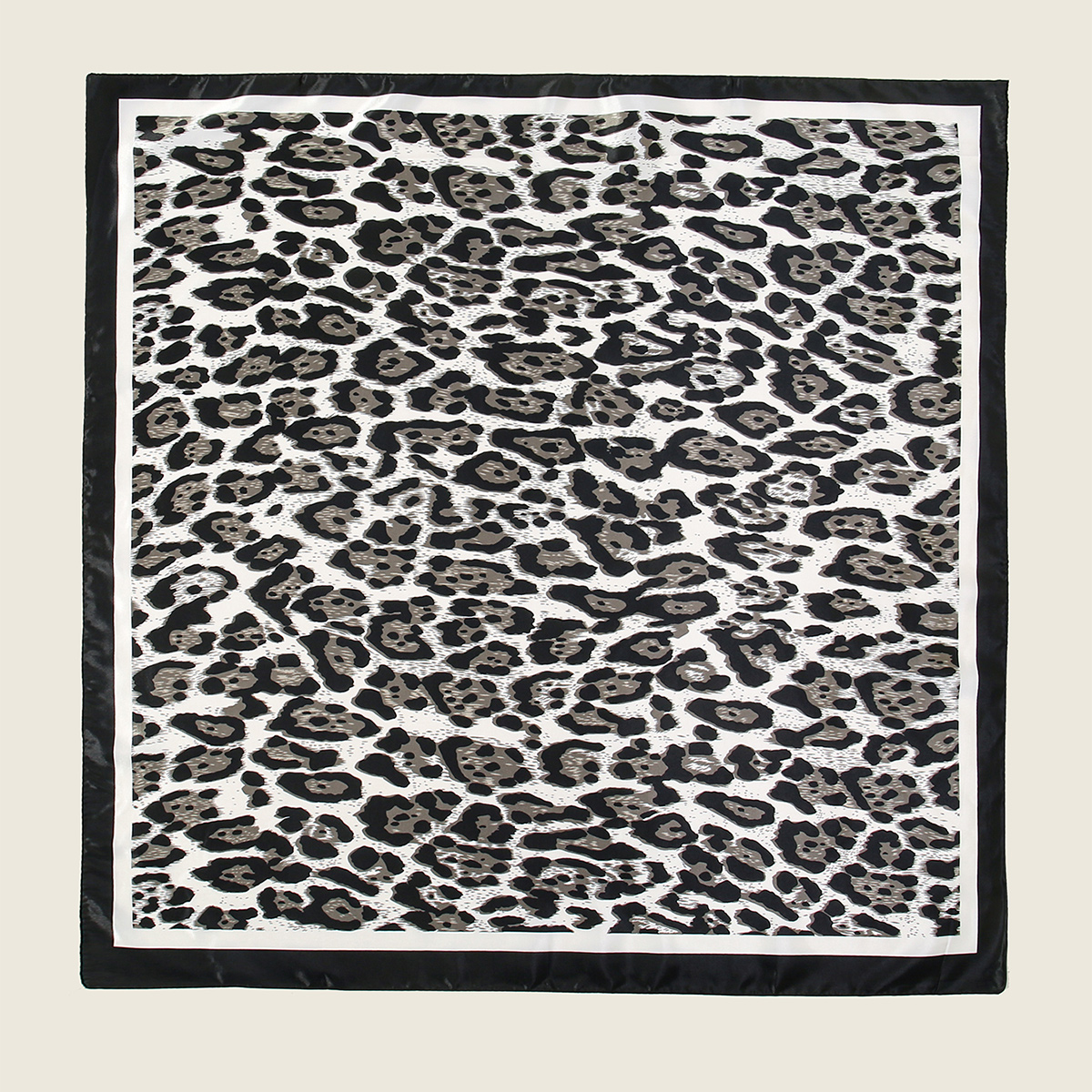 Seidenschal mit Leopardenmuster für -Luxusmarke, Halstuch, Hals, Kopf-/Haarschals, Bandana, Taschentuch, Kopftuch, 90 x 90 cm: Elfenbein