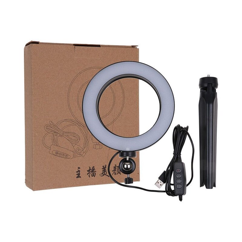 Dæmpbar led-smd-ring fyld lys videostudio fotolampe med stativ selfie usb-kabel til kamera / telefon