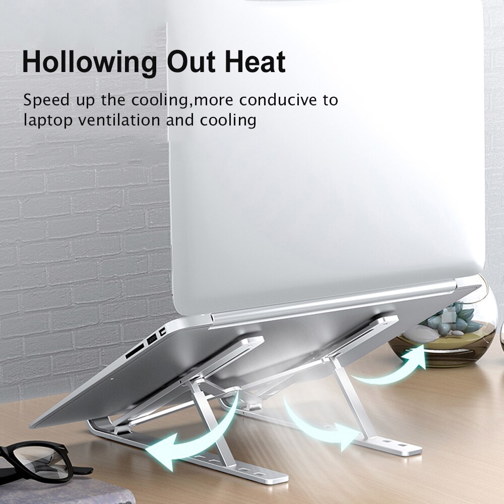 Portable Laptop Stand Verstelbare Voor Macbook Computer Tablet Opvouwbare Notebook Stand Cooling Pad Aluminium Houder