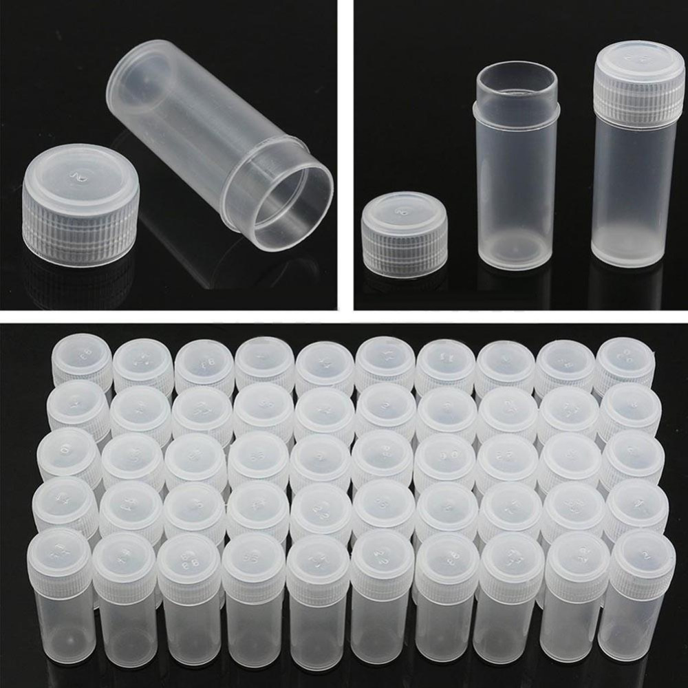 White 50Pcs 5g Volume Plastic Sample Bottle 5ML Small Vial Storage Contain