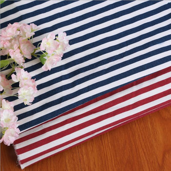 Tecido estampado ecológico para toalhas/cortinas, tecido ecológico vermelho/azul branco com listras, tecido estampado e linho