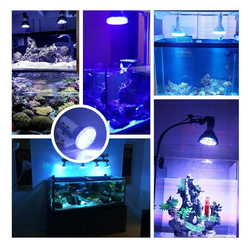 Led akvarium lys  e27 par 30 par 38 rev led 5w 7w 9w 12w 15w 18w ac85-265v led voks plante akvarilampe til koralrev akvarium