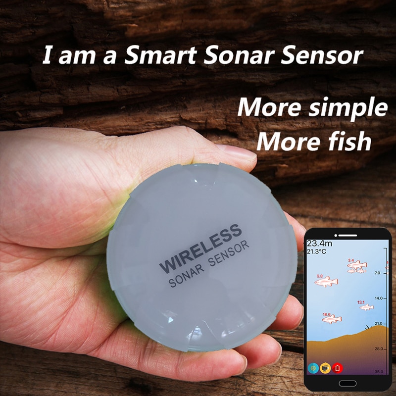 Bærbar fiskefinner bluetooth trådløs ekkolodd sonarsensor dybdefinner til sjøfiske ios og android
