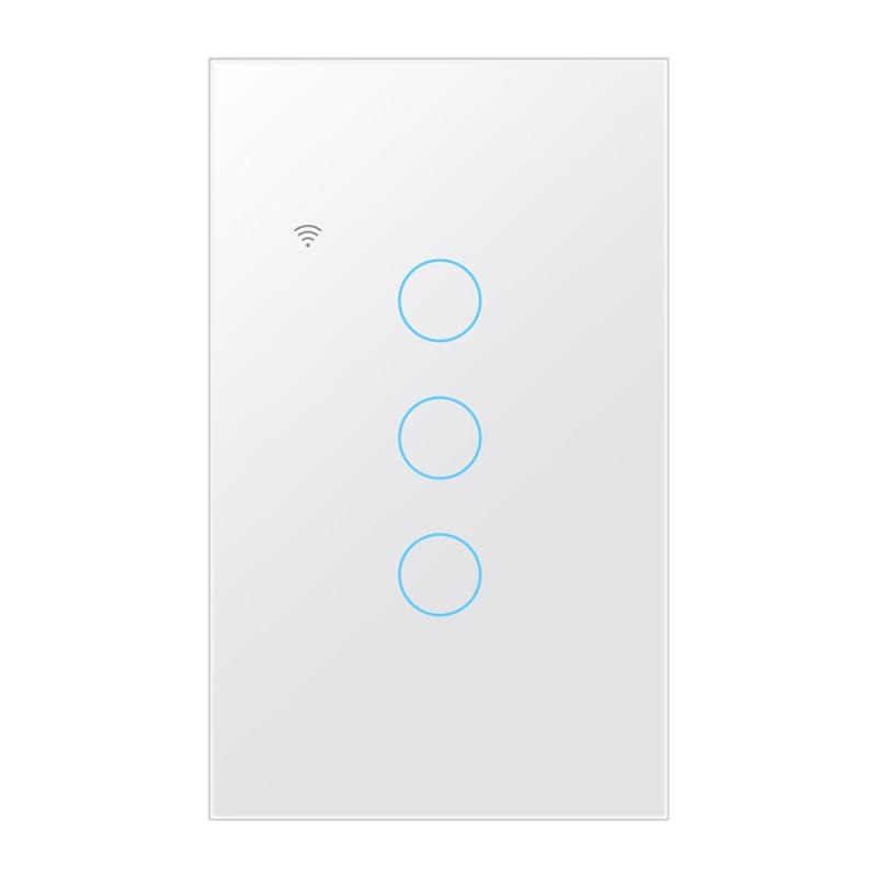Tuya Wifi Smart Light Touch Switch 1/2/3/4 Gang 100-250V Tuya Smart Life APP Remote Control Work With Alexa Google Home: white 3 gang