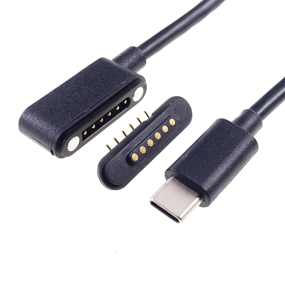 Magnetisk pogo-stift usb-c-kabel fjäderbelastad typ  c 2 4 6- positions hane hona 3a- kontakt ström dataöverföring