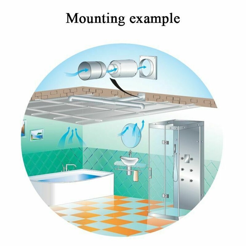 Stainless Steel Pipe Exhaust Fan Booster Toilet Kitchen Hanging Wall Window Duct Fan Air Ventilator Extractor
