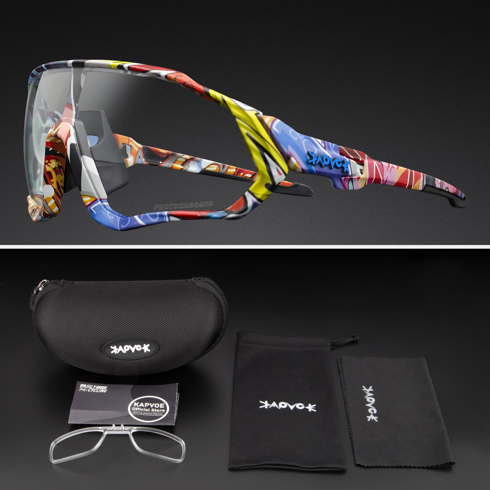 Kapvoe photochromique sport cyclisme lunettes pour hommes femmes vtt montagne route lunettes de vélo cyclisme lunettes de soleil Oculos Ciclismo: Gris foncé