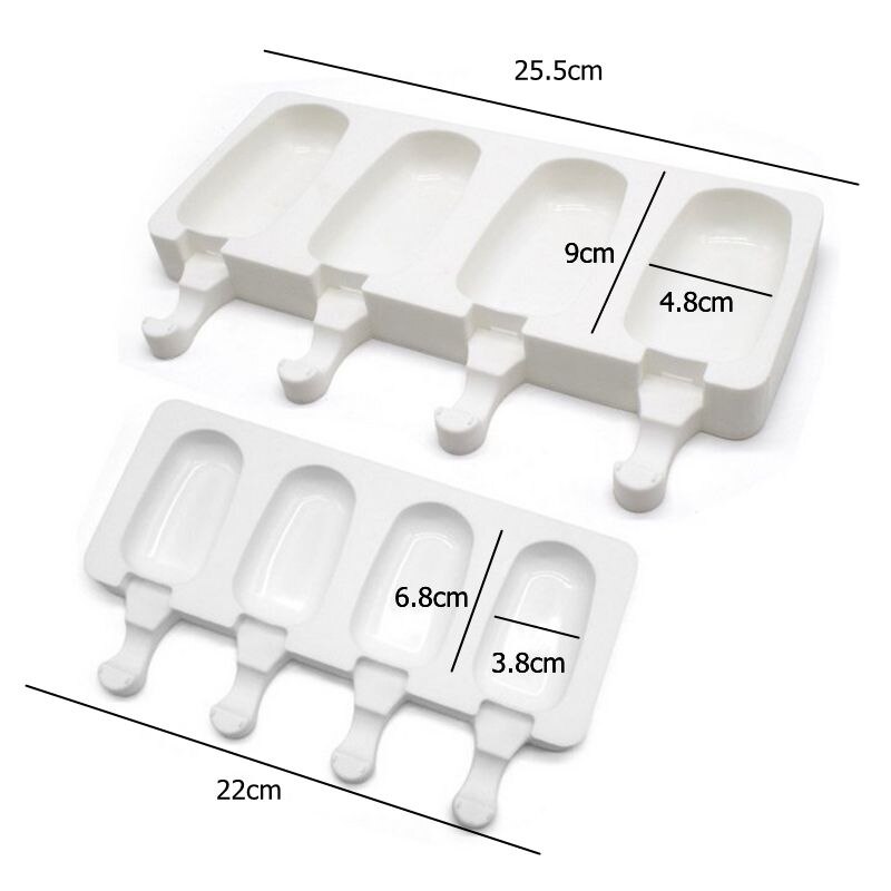 Homemade Food Grade 2 Sizes Silicone Ice Cream Molds Ice lolly Moulds Freezer Ice cream bar Molds Maker With Popsicle Sticks