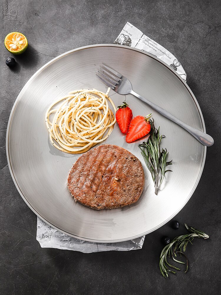 ONLYCOOK 304 Stainless Steel Steak Plate Fruit Plate 8 Inches 361/437g