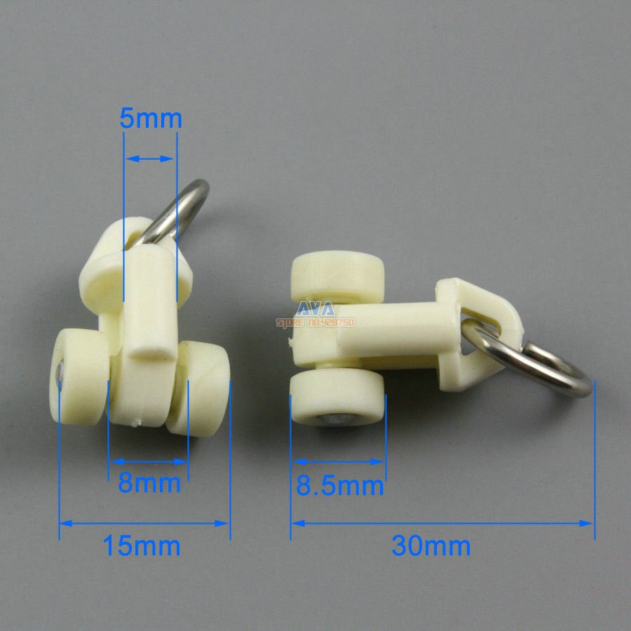 100 Pieces Curtain Track Roller Curtain Track Slide Gliders 15x30mm