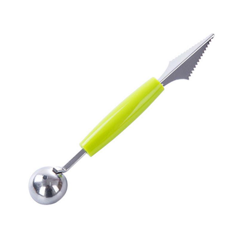 Cuchara de excavación de fruta, plato separador de pulpa, cuchillo de tallado, juego de tres piezas, removedor de doble cabeza, bola de acero inoxidable: B03