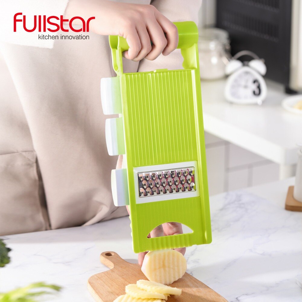 Cortador de vegetales Fullstar, hoja de acero, cortador de mandolina, pelador de zanahorias, queso, rallador, rebanador de vegetales, accesorios de cocina