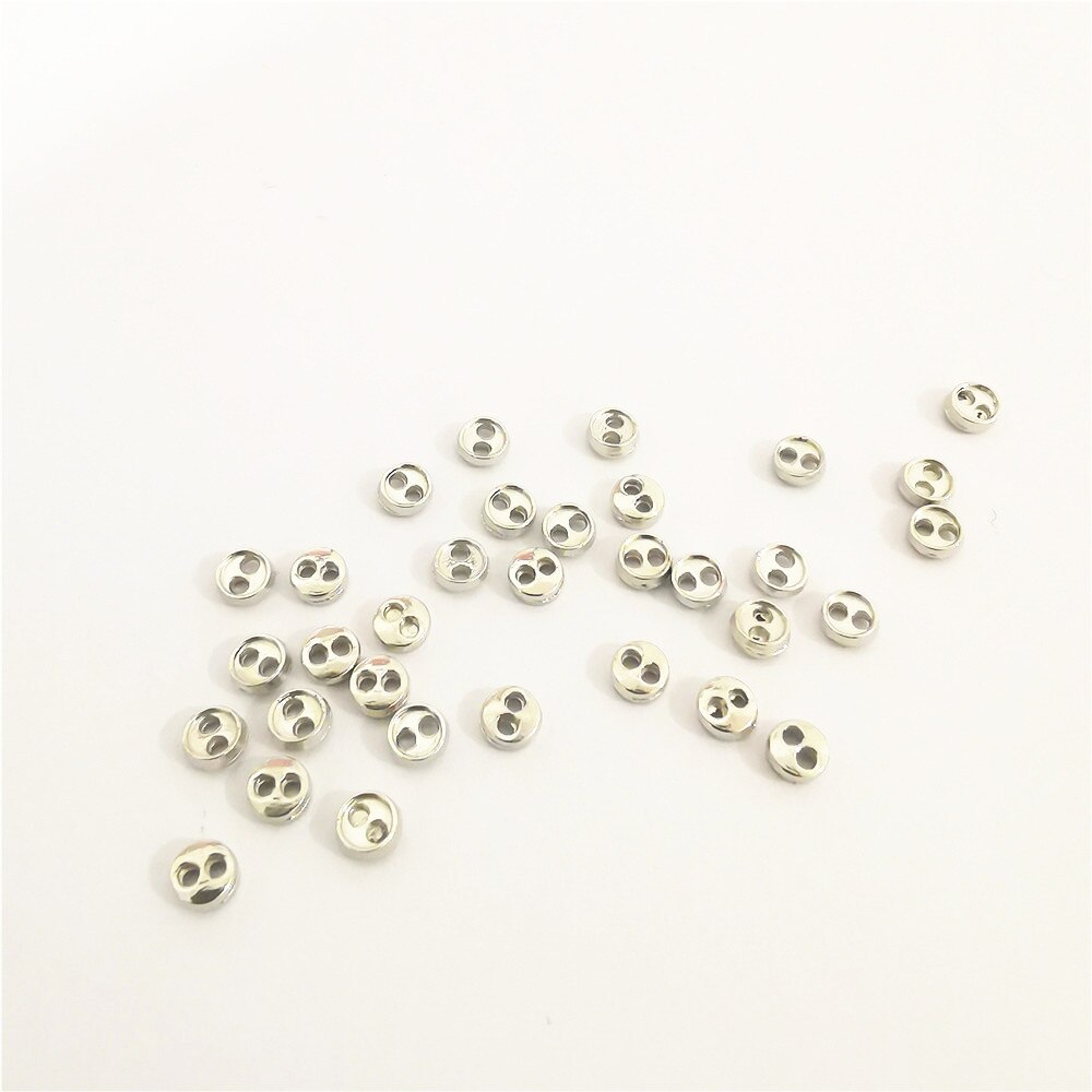 100 stk 4mm metal runde 2 huller lille dukke tøj sølv/guld/messing knapper gør det selv håndlavet syning flatback knap scrapbog: Sølv