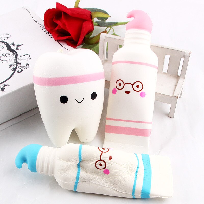 Cute Cartoon Tooth Pendant Squish Squishies Slow Rising Toothpaste Soft Squeeze Cute Stretchy Toys For Children