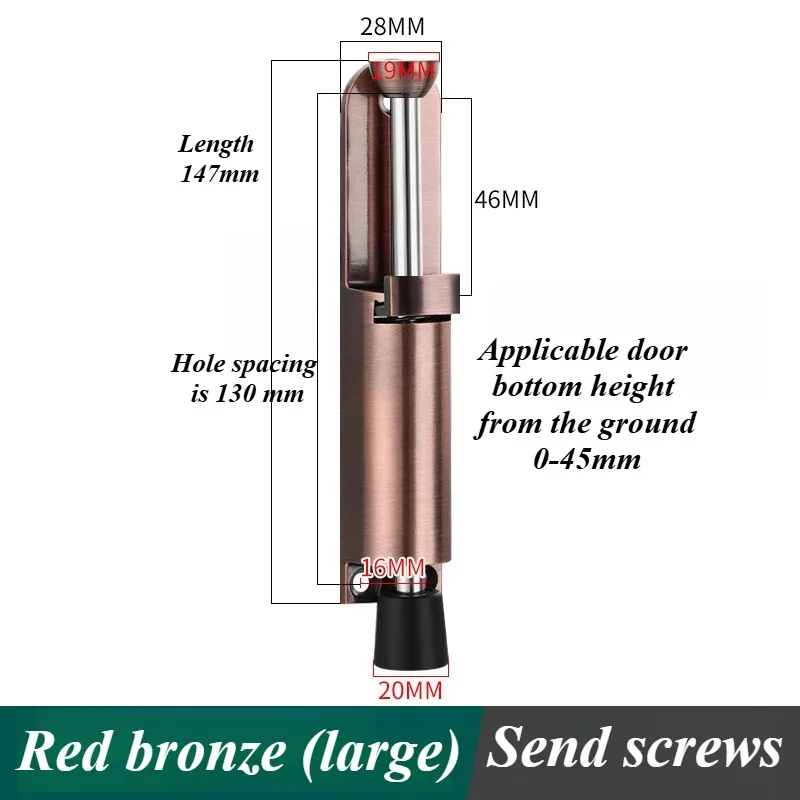 Telescopic Door Stopper Spring Loaded Heavy Duty Stopper Metal Adjustable Position with Foot Brake Wedges for Door Bottom Seam: Translucent