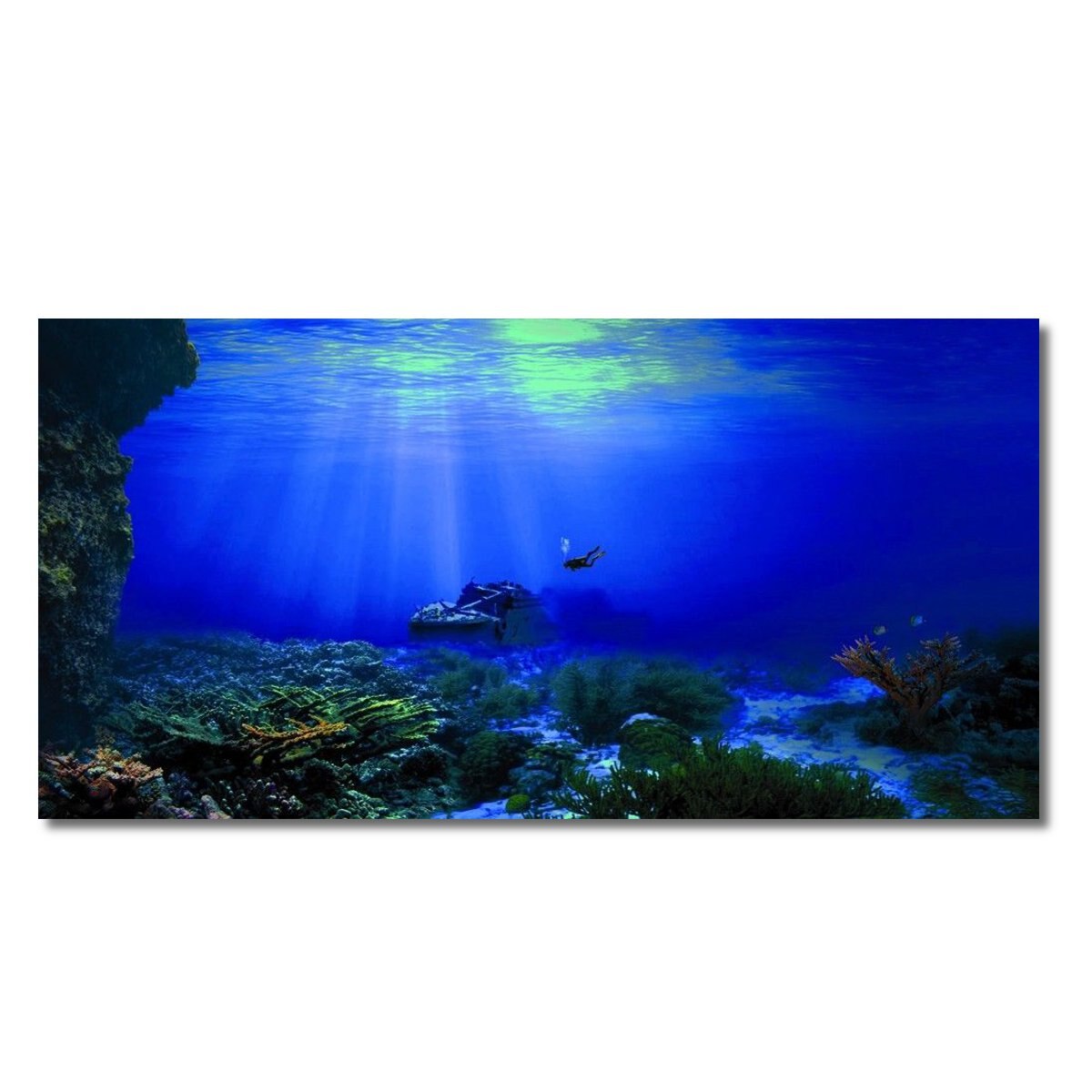 5 Size High Glossy Aquarium Background Seabed Wreck PVC Aquarium Background Poster Fish Tank Decorations Landscape Self Adhesive