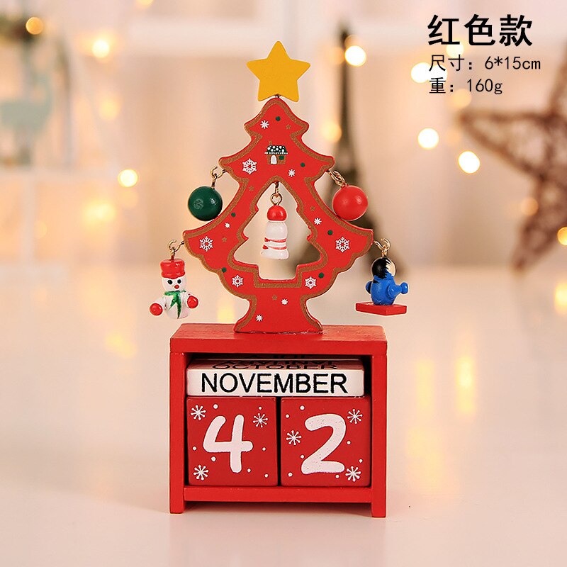 Christmas Wooden Toy Home Christmas Tree Calendar with Pendant eco-friendly Year 3Colors