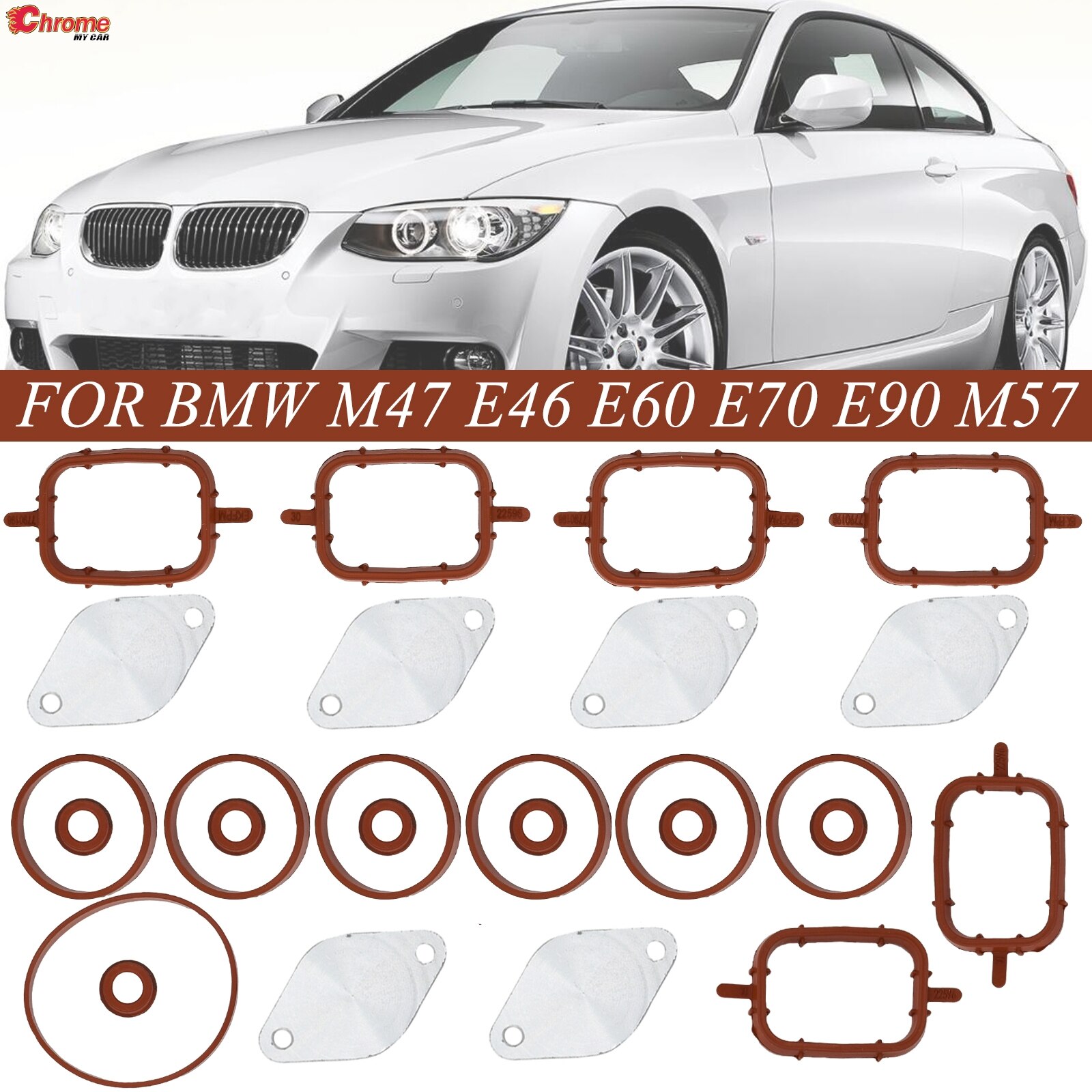 6X 32MM For BMW M47 M57 Swirl Flaps Repair Delete Seal Kit With Intake Gaskets 11612246949 11617790198 11612245439 11612246945