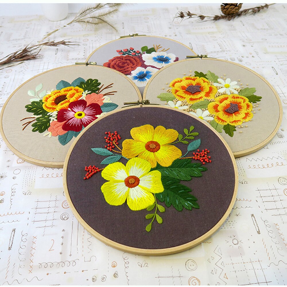 Full Range of Embroidery Starter Kit with Pattern DIY Beginner Starter Stitch Kit Including Stamped Cloth with Pattern, Embroide