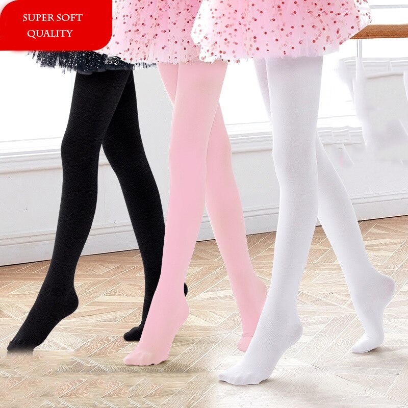 Solid Color Girls Ballet Dance Pantyhose Spring Summer Cotton Elastic Stretch Skinny Girls Stockings Brathable Velvet Tights
